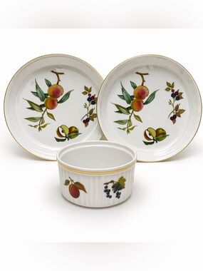 Vintage Royal Worcester Evesham Bakeware Set 3pc Oven China England